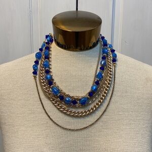 Vintage Blue and Gold 9 Strand Necklace